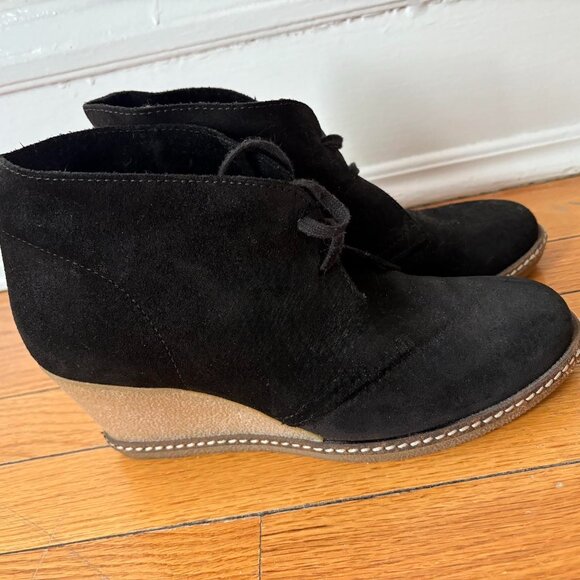J. Crew MacAlister Suede Wedge Boots Black 9 - Picture 3 of 7